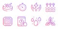 Swipe up, 360 degrees and Evaporation icons set. Cpu processor, Timer and Rainy weather signs. Vector