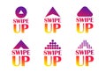 Swipe up and down arrow vector icons set. Pull up vector isolated symbol. Finger swipe arrow to open page.