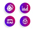 Swipe up, Efficacy and Settings gears icons set. Augmented reality sign. Vector
