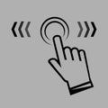 Swipe up. Hand swipe sign in a linear style. Finger touch vector icon. Swipe right or left. Click here icon. Finger touch here.