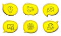 Swipe up, Heart and Globe icons set. Text message sign. Scrolling page, Love rating, Internet world. Vector