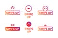 Swipe up insta story icon. Scroll arrow drag button, social media interface action icon