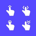 Swipe up, left and right, push icons, hand gesture
