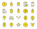 Swipe up line icons. Scrolling mouse, landing page swipe signs. Vector Royalty Free Stock Photo