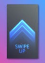 Swipe up, neon glowing arrow button for ui screen social media. Arrow web icon for advertising and marketing in social media Royalty Free Stock Photo