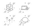 Swipe up, Notebook service and Augmented reality icons set. Messenger sign. Vector