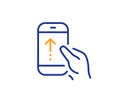 Swipe up phone line icon. Scrolling arrow sign. Landing page scroll. Vector Royalty Free Stock Photo