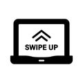 Swipe Up in Portable Laptop Silhouette Icon. Gesture on Computer Touch Screen Glyph Pictogram. Drag Action on Digital