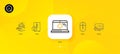Swipe up, Refrigerator and Seo laptop minimal line icons. For web application, printing. Vector