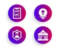 Swipe up, Security agency and Report document icons set. Circus tent sign. Vector