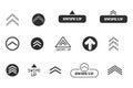 Swipe up slide arrow button, scroll ui icon. Interface simple sign, set of buttons for social media symbol. Swipe up Royalty Free Stock Photo