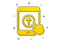 Swipe up tablet pc icon. Scrolling arrow sign. Landing page scroll. Vector