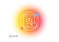 Swipe up tablet pc line icon. Scrolling arrow sign. Landing page scroll. Gradient blur button. Vector