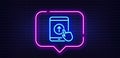 Swipe up tablet pc line icon. Scrolling arrow sign. Landing page scroll. Neon light speech bubble. Vector Royalty Free Stock Photo