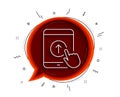 Swipe up tablet pc line icon. Scrolling arrow sign. Landing page scroll. Vector
