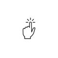 Swipe up, tap or push the button. Pointing hand