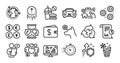 Swipe up, Timer and Report line icons set. Vector