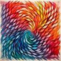 Vibrant Spiral: Abstract Crayon Op Art Wall Art