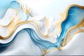 Swirl of blue gold marble abstract background, Liquid marble design abstract, light blue azure tones with golden, Paint marble