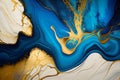 Swirl of blue gold marble abstract background, Liquid marble design abstract, light blue azure tones with golden, Paint marble Royalty Free Stock Photo