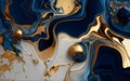 Swirl of blue gold marble abstract background, Liquid marble design abstract, blue ocean azure tones with golden, Paint marble Royalty Free Stock Photo