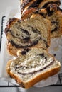 Swirl brioche with poppy seeds. Easter bread. Poppy seed braided or roll bread, Babka. Traditional Polish sweet Royalty Free Stock Photo