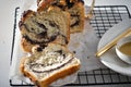Swirl brioche with poppy seeds. Easter bread. Poppy seed braided or roll bread, Babka. Traditional Polish sweet Royalty Free Stock Photo