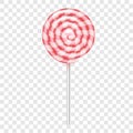 Swirl candy 3d, Christmas peppermint lollipop red and white spiral sweets on stick Royalty Free Stock Photo