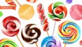 Swirl candy, lollipop. 3d realistic vector icon set Royalty Free Stock Photo