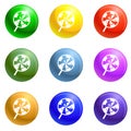 Swirl candy lollipop icons set vector