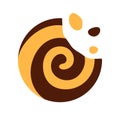 Swirl chocolate vanilla cookie flat isolated icon. Royalty Free Stock Photo