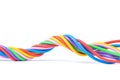 Swirl of colorful pastel electrical cable isolated on white Royalty Free Stock Photo