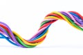 Swirl of colorful pastel electrical cable isolated on white Royalty Free Stock Photo