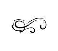 Swirl elements for design. Filigree caligraphy scroll flourish. Vintage vector illustration.