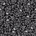 Swirl floral abstract seamless pattern, black and white ornament with curls, petals and flower buds. For fabric design, wallpaper Royalty Free Stock Photo