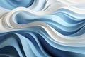 Swirl Futuristic bright Geometric intricated 3D wall in waves in light blue and white