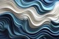 Swirl Futuristic bright Geometric intricated 3D wall in waves in light blue and white Royalty Free Stock Photo
