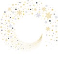 Swirl of Gold and Silver Snowflakes Royalty Free Stock Photo