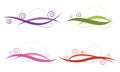 Swirl line abstract four style color set vector for element , de