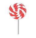 Swirl lollipop candy. Red and white lolly sweets.