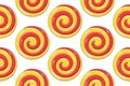 Swirl lollipop. Red yellow sugar candy. Seamess pattern Royalty Free Stock Photo