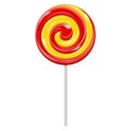 Swirl lollipop. Red yellow sugar candy