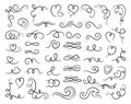 Swirl ornament filigree calligraphic set vintage swirling curl flourishes decoration romantic scroll
