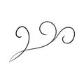 Swirl ornament stroke hand drawn. Ornamental curls with pen, swirls divider and filigree ornaments vector illustration set. Black Royalty Free Stock Photo