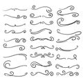 Swirl ornament stroke. Ornamental curls, swirls divider and filigree ornaments handdrawn doodle style vector Royalty Free Stock Photo