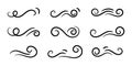 Swirl ornament stroke. Ornamental curls, swirls divider and filigree ornaments vector illustration Royalty Free Stock Photo