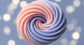 Swirl of pastel pink and lavender frosting on a blurred bokeh background Royalty Free Stock Photo