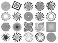 Swirl silhouette. Spiral swirling spin, swirls circle and abstract swirled silhouettes vector illustration set