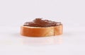 Spread chocolate french bread, canape on white background