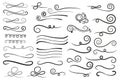 Swirl, Swoosh Flourish sign. Swishes, swashes, swoops design element. Hand drawn decorative curly text dividers.